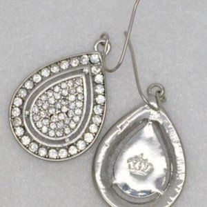 Premier Designs Silver Plated Teardrop Fishhook CZ Cut Crystal Earrings